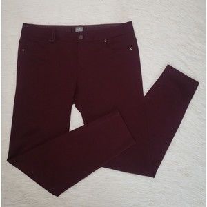 Soho New York & Co Jeans Sz 8 Burgundy Red Ankle Skinny Pants Stretch Jegging